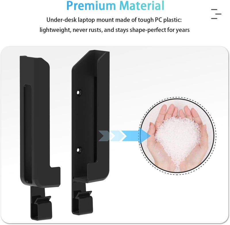 IFCASE Wall, Under Desk Laptop Mount for MacBooks, Surface, Tablets with Cable Holder, Adhesive & Screws in, Anti-Scratch Pads - 24/26/29/31mm Thick (Black) - Image 3